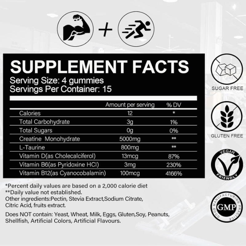 Creatine Gummies Manufacturer - OEM Private Label Preworkout Creatine HCL Gummies 5g Halal