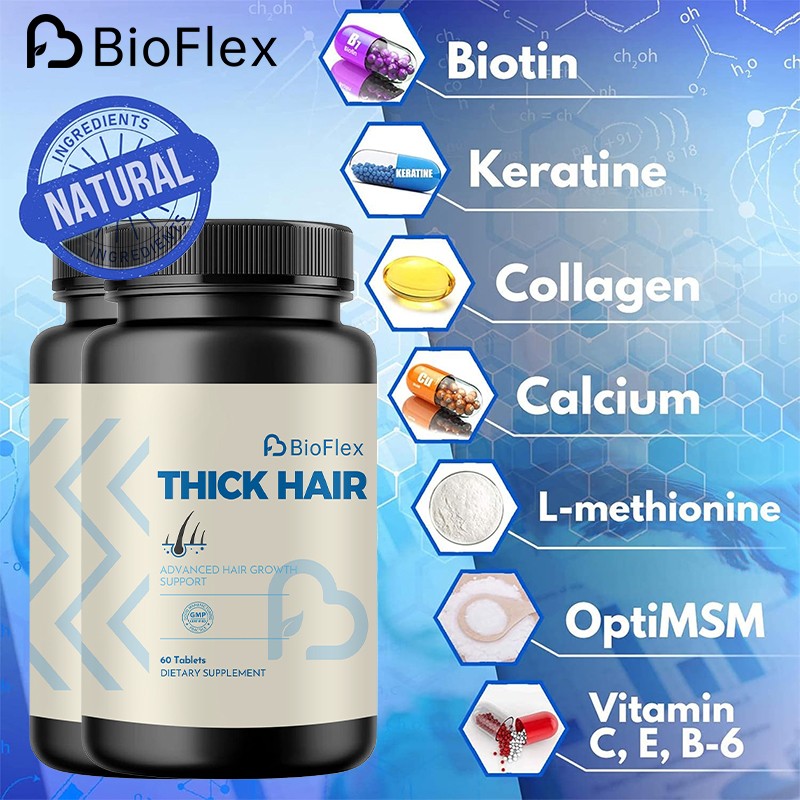 Hair Supplements Manufacturer - BioFlex Custom 60 Tables 5000mcg Biotin Keratin Collagen Vitamin