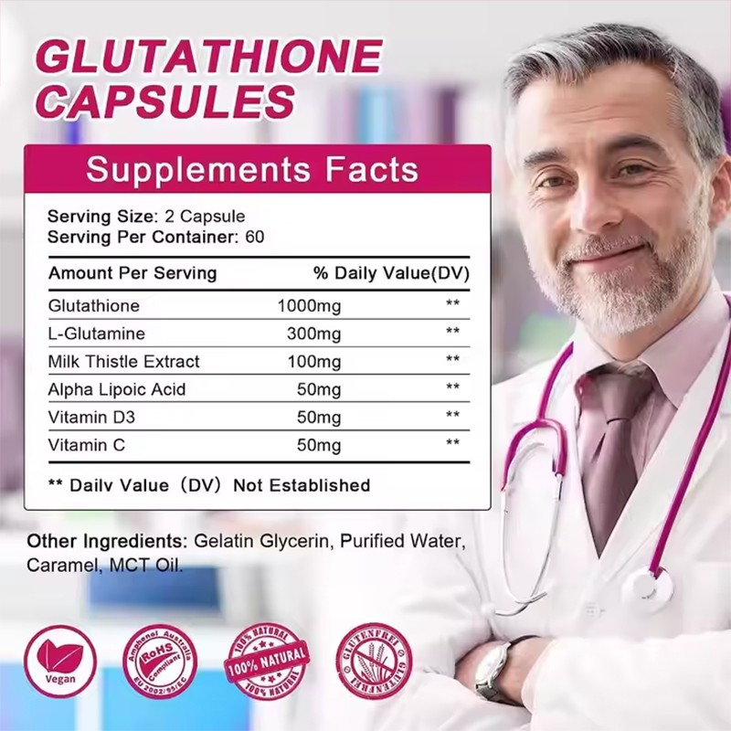 Glutathione Capsules Manufacturer - OEM 1000mg Glutathione Softgel Adult Whitening L-Glutamine