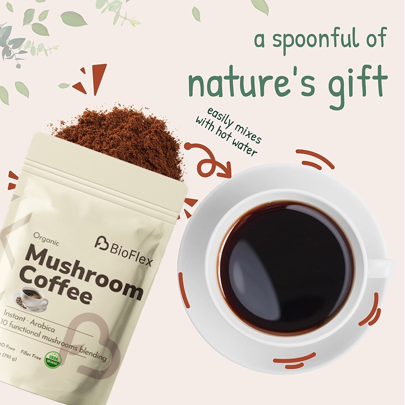 Mushroom Coffee Manufacturer - HALAL Organic 10 in 1 Superfood Blend Instant Powder Pouch