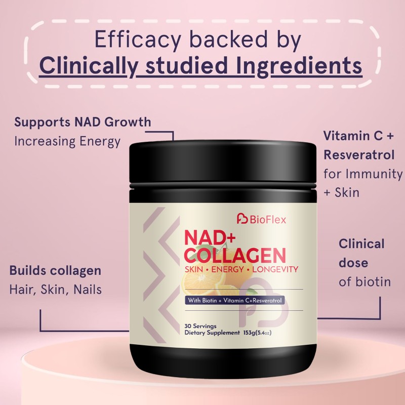 NAD Powder Manufacturer - BioFlex China Manufacturer Custom Formula Vegan NAD Plus Resveratrol