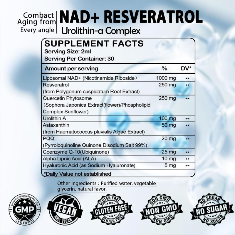 NAD Drops Manufacturer - BioFlex Wholesale OEM Natural Flavor Liposomal NAD+ Resveratrol Drops