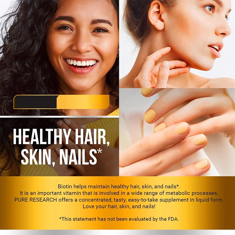 Hair Drops Manufacturer - OEM Logo Biotin Hair Growth Collagen Liquid 60000mcg Glowing Skin