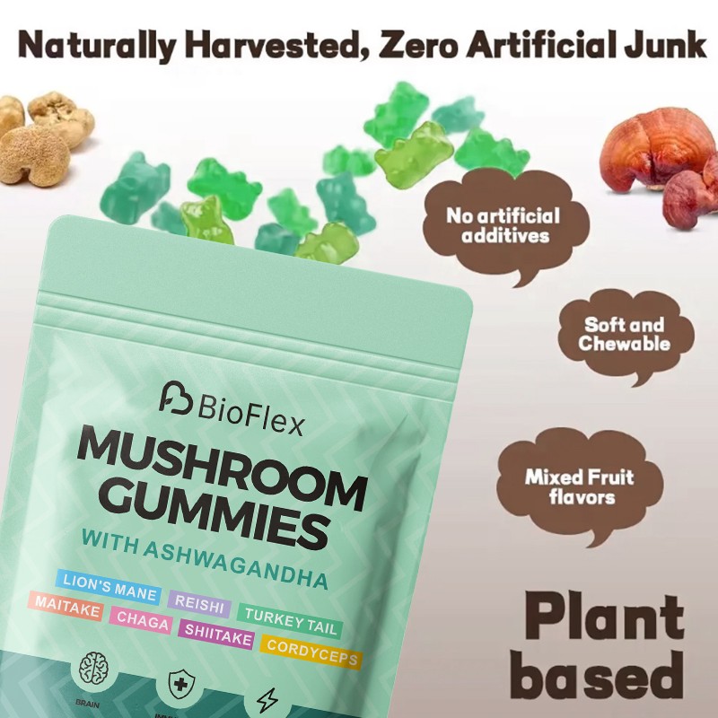 Mushroom Gummies Manufacturer - OEM Organic Vegan Lion Mane Ashwagandha 10 in 1 Complex