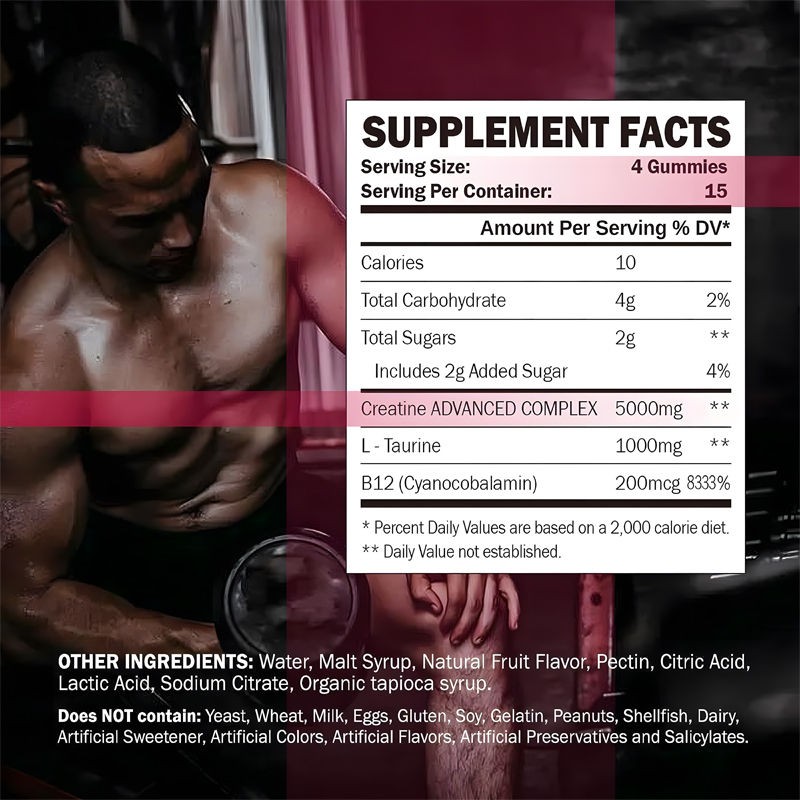 Pre Workout Gummies Manufacturer - OEM Private Label Strawberry Flavor Energy Boost 5000mg