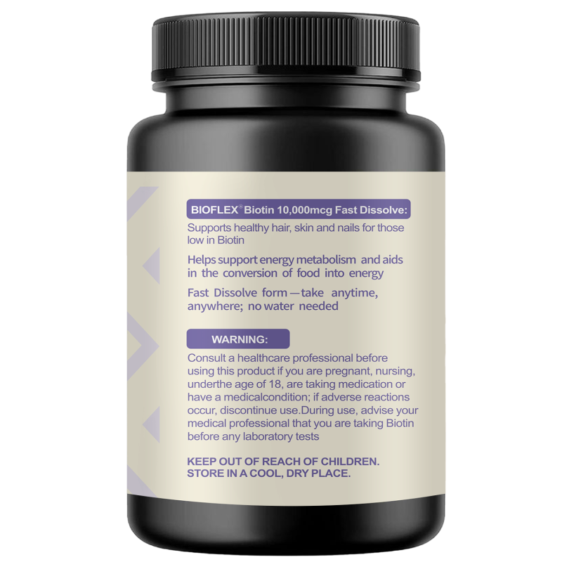 Biotin Tablets Manufacturer - BioFlex Custom Strawberry Flavored Natural 60 Tables 10000mcg