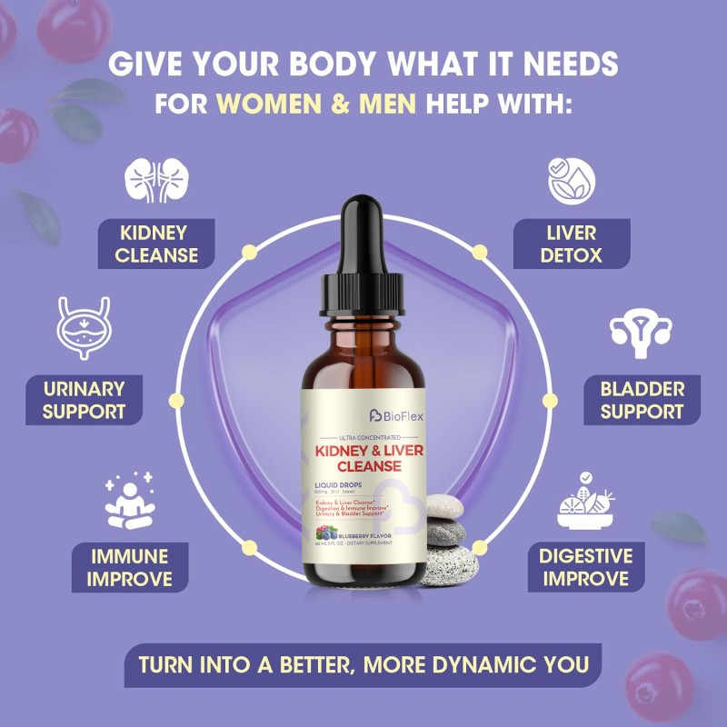 Liver Drops Manufacturer - BioFlex Custom Logo Natural Blueberry Flavor Organic Herbal Kidney