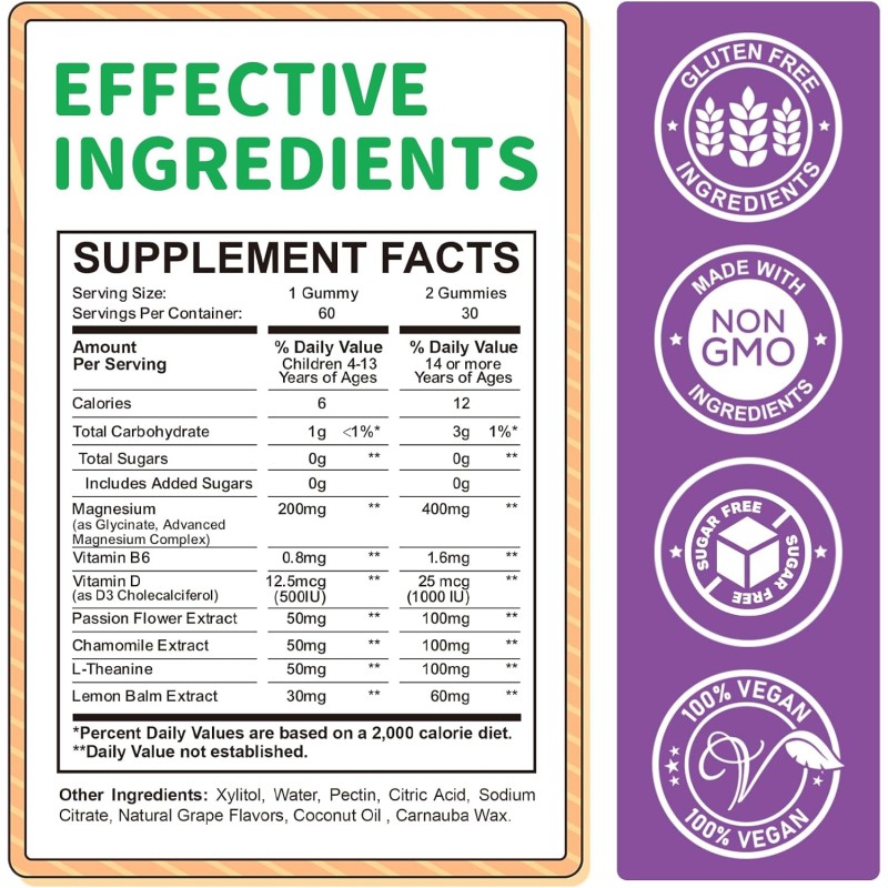 Kids Sleep Gummies Manufacturer - OEM Private Label Natural Grasp Flavor Melatonin-free B6 D3