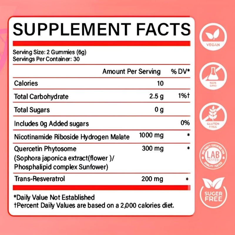 NAD Gummies Manufacturer - China Manufacturer Sugar Free Support Anti-Aging 1000mg Nicotinamide
