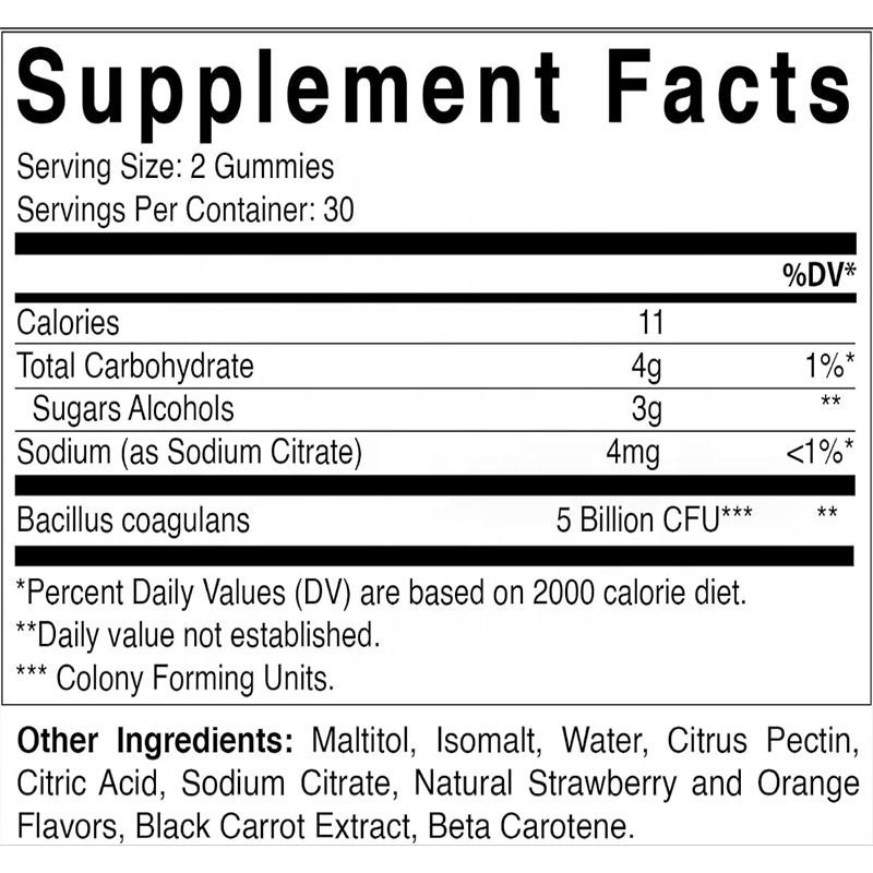 Probiotic Gummies Manufacturer - OEM Private Label Natural Orange Strawberry Sugar-Free 5 Billion