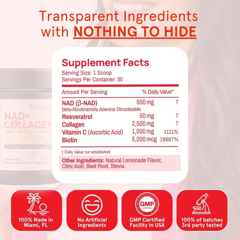 NAD Powder Manufacturer - BioFlex China Manufacturer Custom Formula Vegan NAD Plus Resveratrol