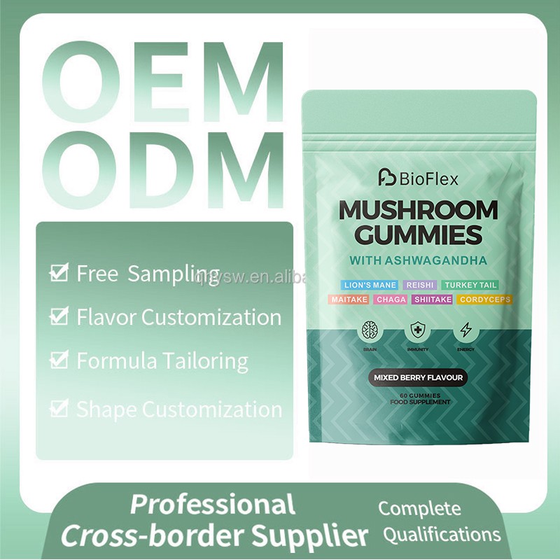 Mushroom Gummies Manufacturer - OEM Organic Vegan Lion Mane Ashwagandha 10 in 1 Complex