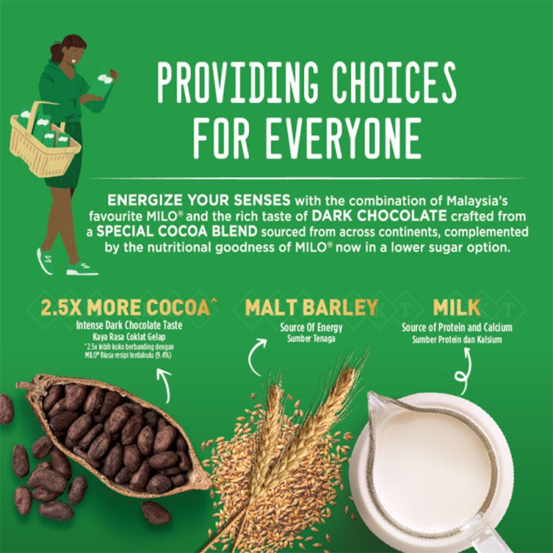 Drink Powder Manufacturer - Milo Intense Dark Hot Chocolate Malt Powder 400G Nestle Halal