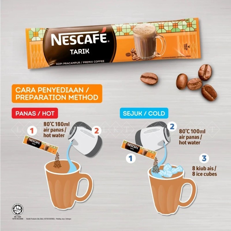 Instant Coffee Manufacturer - Nescafe Tarik Sachets 32G 15'S Nestle Halal Malaysia Beverage