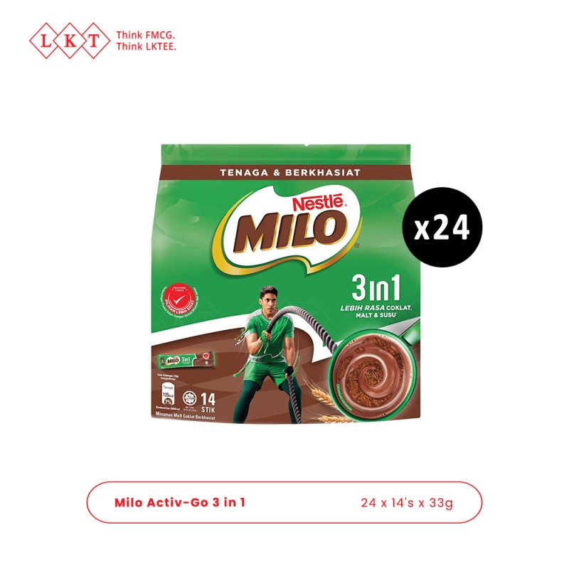 Drink Powder Manufacturer - Milo 3in1 Chocolate Malt Drink Powder 33G 14'S Nestle Halal