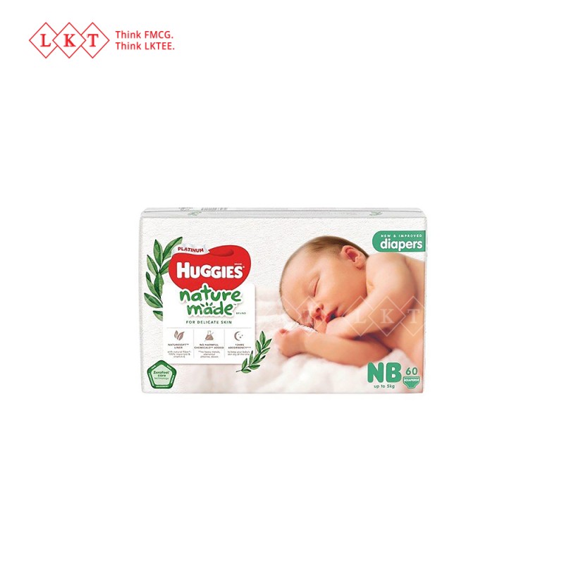 Baby Diapers Manufacturer - Huggies NatureMade Tape Diaper NB 60S Malaysia Direct Wholesale