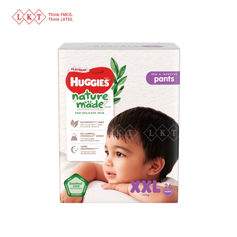 Baby Diapers Manufacturer - Huggies NatureMade Pull-up Pants M 58S Malaysia Direct Wholesale