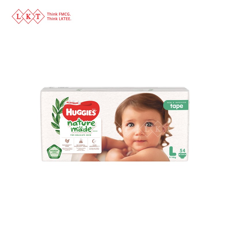 Baby Diapers Manufacturer - Huggies NatureMade Tape Diaper L 54S Malaysia Direct Wholesale