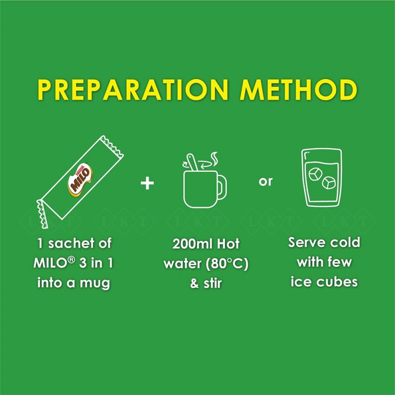 Drink Powder Manufacturer - Milo 3in1 Chocolate Malt Drink Powder 33G 14'S Nestle Halal