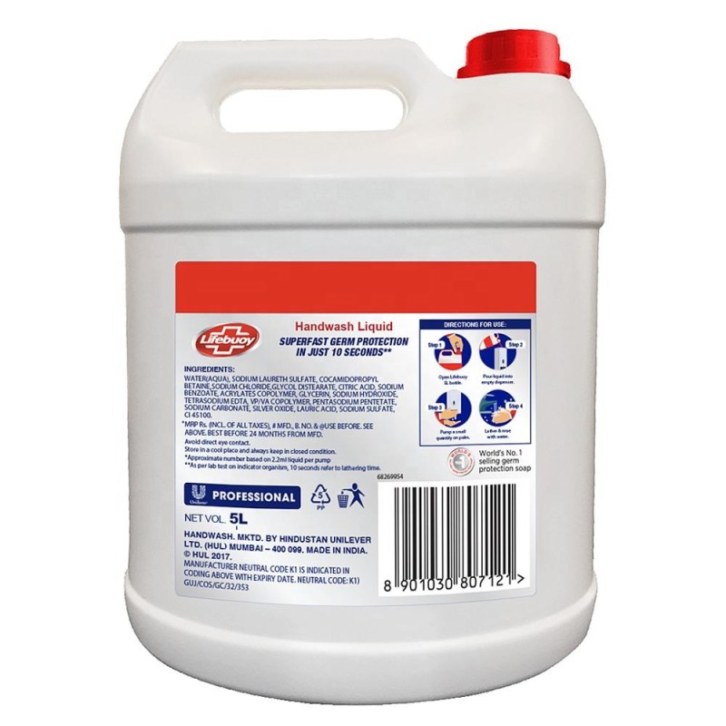 Hand Soap Manufacturer - LIFEBUOY PROFESSIONAL FRAGRANCE FREE HAND WASH 5L