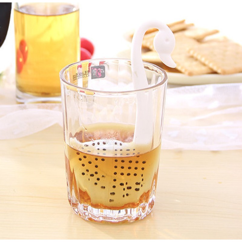 TEA07 Favorable Creative Swan Shaped Non-toxic Plastic Hooking Tea Infusers Loose Tea Spice Filter