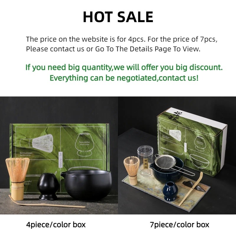 MS01 Custom 4/7pcs Matcha Kit Set Bamboo Whisk for Tea Matcha Traditional Matcha Whisk and Bowl Set