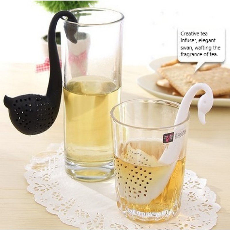 TEA07 Favorable Creative Swan Shaped Non-toxic Plastic Hooking Tea Infusers Loose Tea Spice Filter