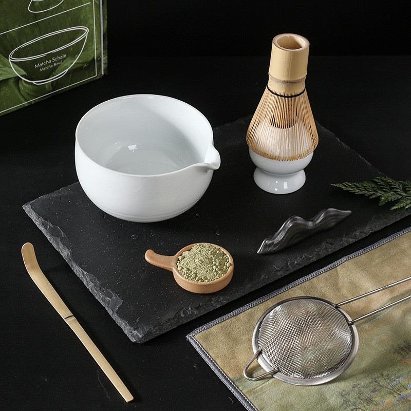 MS01 Custom Logo 4 to 7 Pcs Matcha Bowl Japanese Tea Matcha Bamboo Whisk Chasen Matcha Kit Set