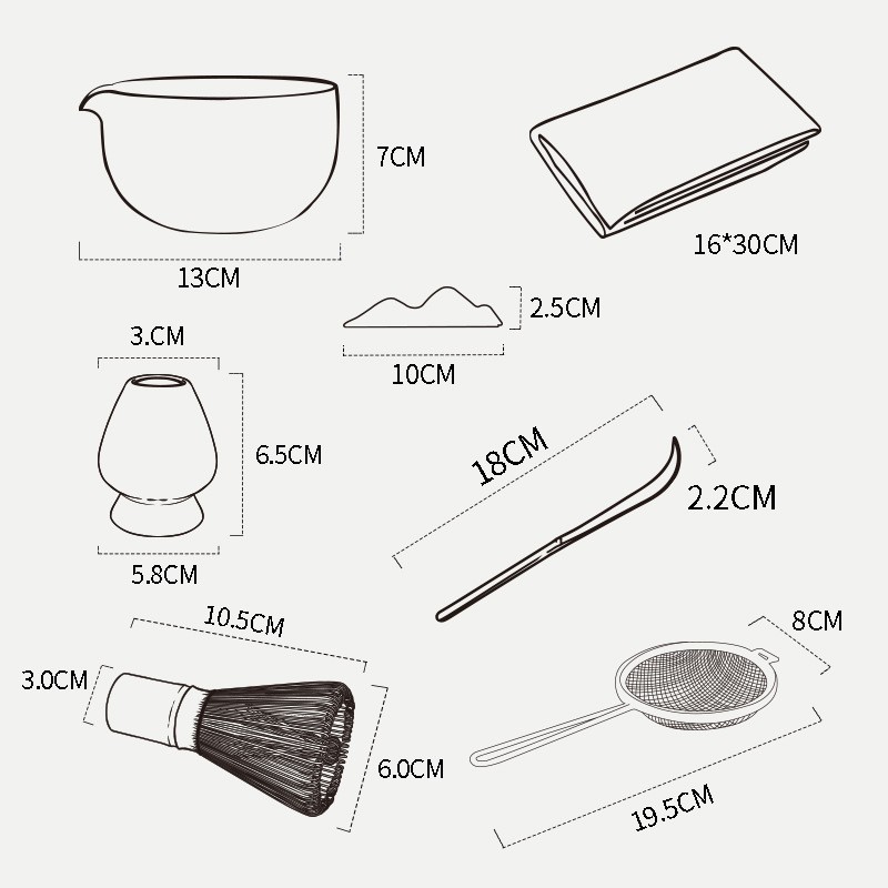 MS01 Custom Logo 4 to 7 Pcs Matcha Bowl Japanese Tea Matcha Bamboo Whisk Chasen Matcha Kit Set