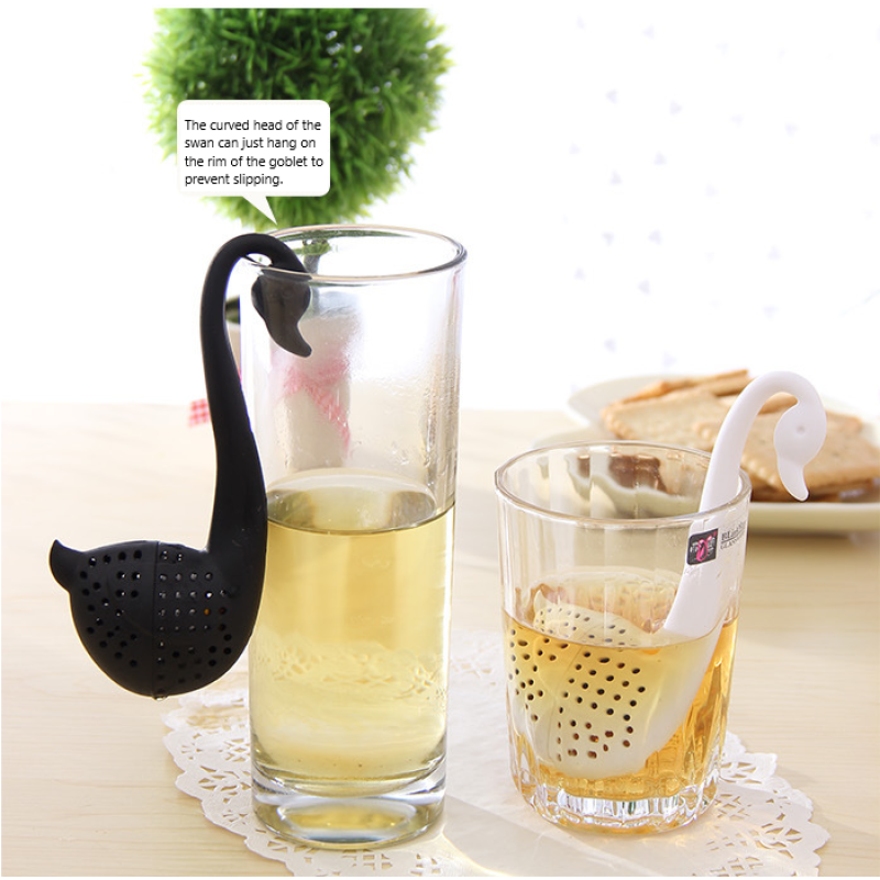 TEA07 Favorable Creative Swan Shaped Non-toxic Plastic Hooking Tea Infusers Loose Tea Spice Filter