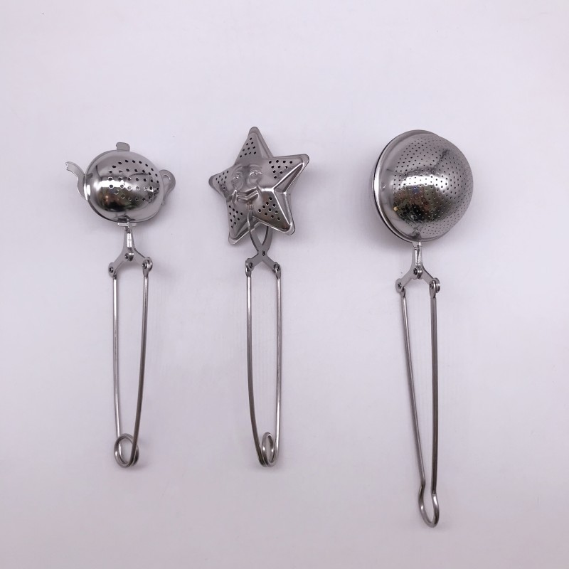 TEA02 304 Stainless Steel Tea Infuser Set with Ball Shape Plastic Metal-Loose Leaf Spice Filter Infuser Mesh Tea Strainer Teapot