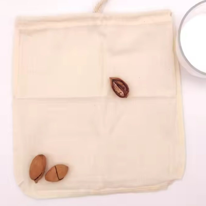 Drawstring Organic Cotton Material Filter Bag and Empty Tea Bag for Milk Juice