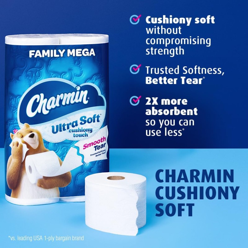 Toilet Paper Manufacturer - Genuine Charmin Ultra Soft 18 Family Mega Rolls 90 Rolls Wholesale