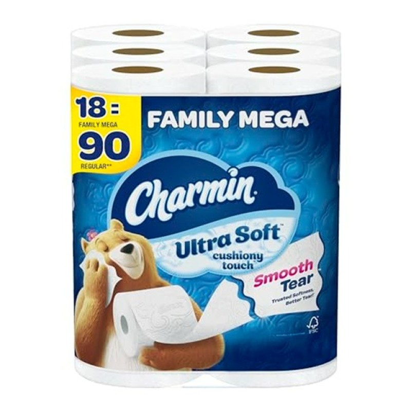 Toilet Paper Manufacturer - Genuine Charmin Ultra Soft 18 Family Mega Rolls 90 Rolls Wholesale