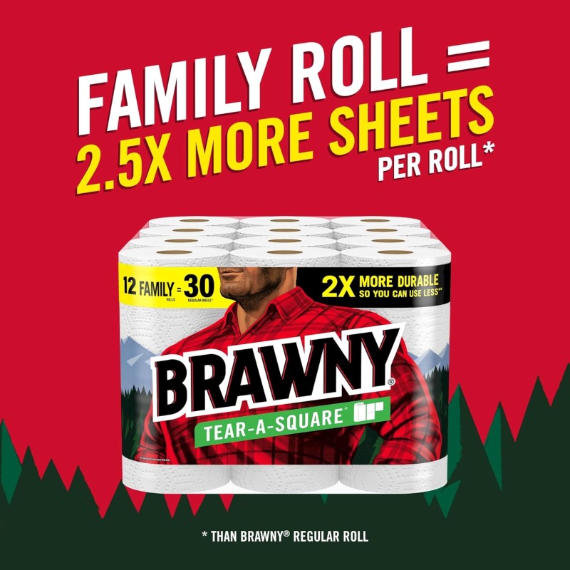 Paper Towels Manufacturer - Reasonable Price Brawny Tear-A-Square 12 Family Rolls 30 Regular