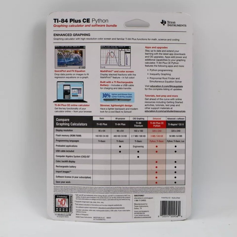 Calculator Manufacturer - Hot Selling Texas Instruments TI-84 Plus CE Colors Graphing Complete