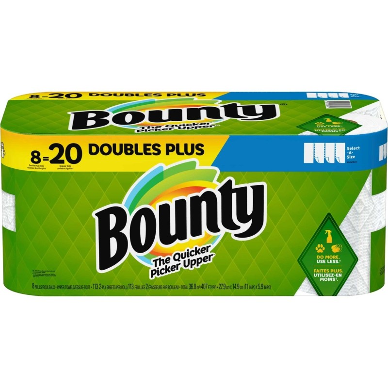 Paper Towels Manufacturer - Bounty Authentic 2-Ply White 8 Double Rolls 20 Regulars Factory Price