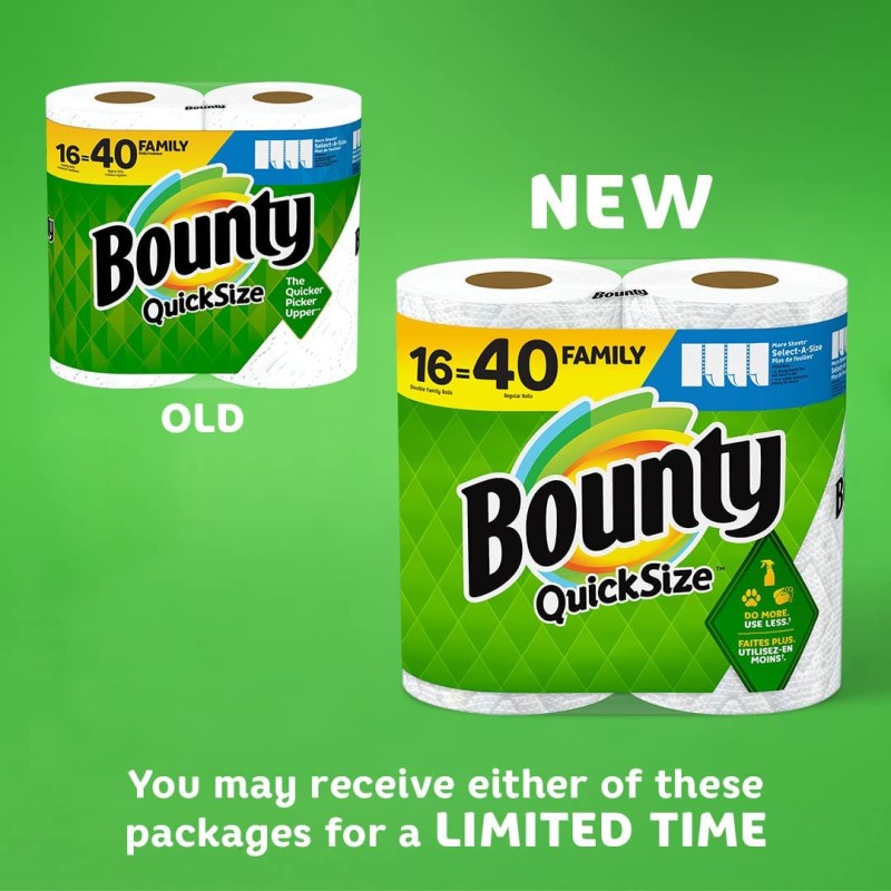 Paper Towels Manufacturer - Bounty Original 2-Ply White 16 Family Rolls 40 Regular Rolls USA