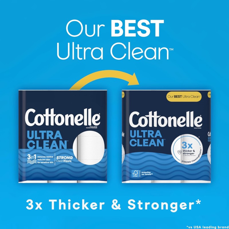 Toilet Paper Manufacturer - Cottonelle Ultra Clean 24 Family Mega Rolls 132 Regular Rolls 4 Pack