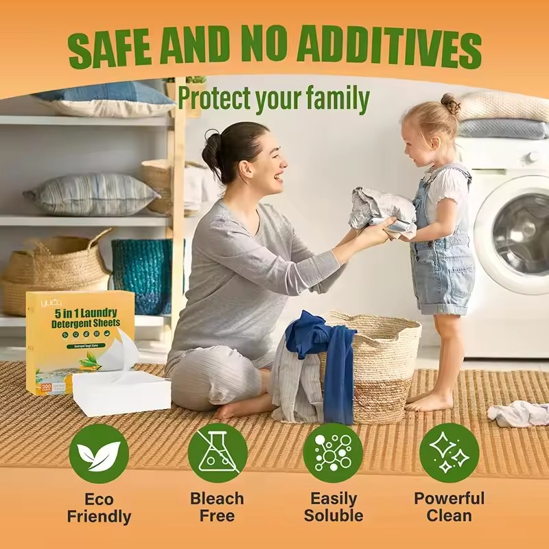 Laundry Detergent Sheets Supplier - Tangerine Fragrance Home Use