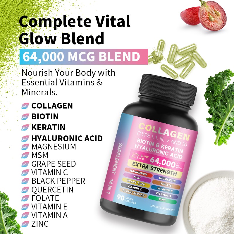 Biotin Collagen Capsules Supplier - 14 in 1 Skin Hair