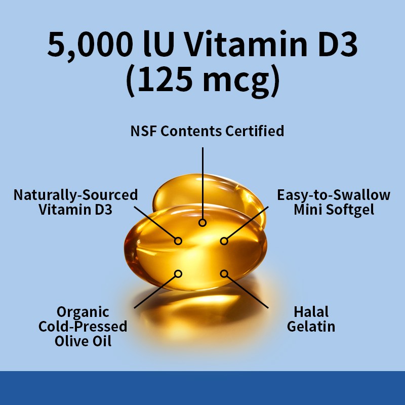Vitamin D3 Softgels Factory - Non GMO Bone Heart Support