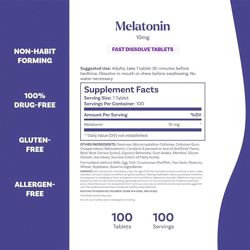 Melatonin Tablets Manufacturer - 10mg Fast Dissolve Sleep