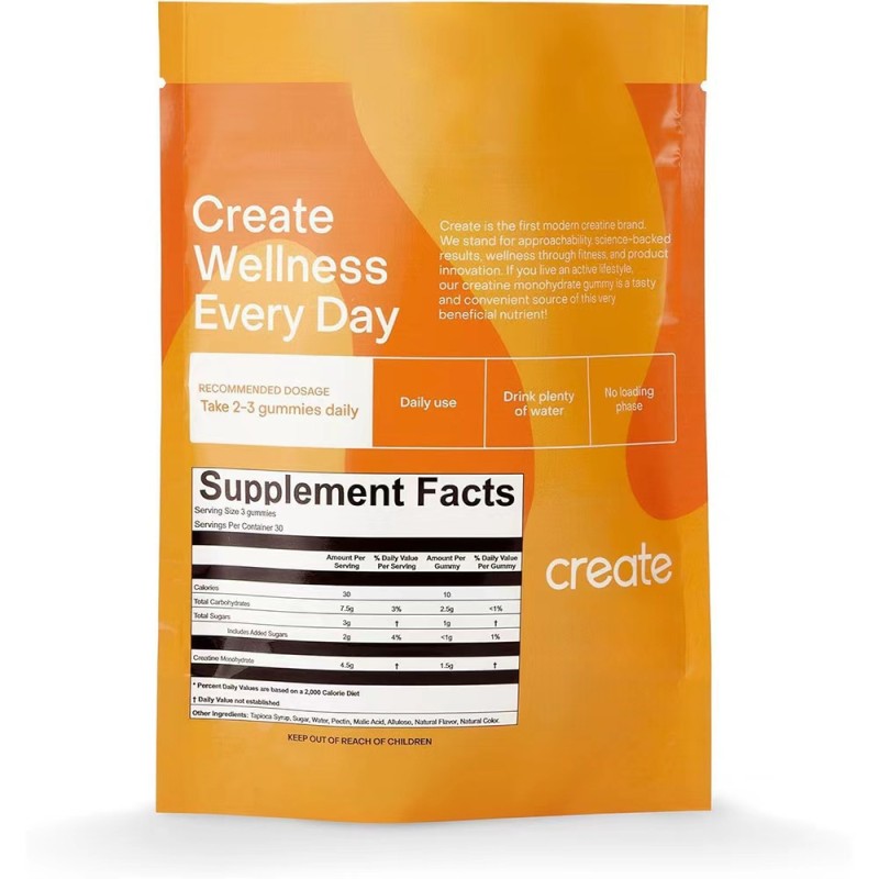 Creatine Monohydrate Gummies Factory - 1.5g Anti Melting Orange