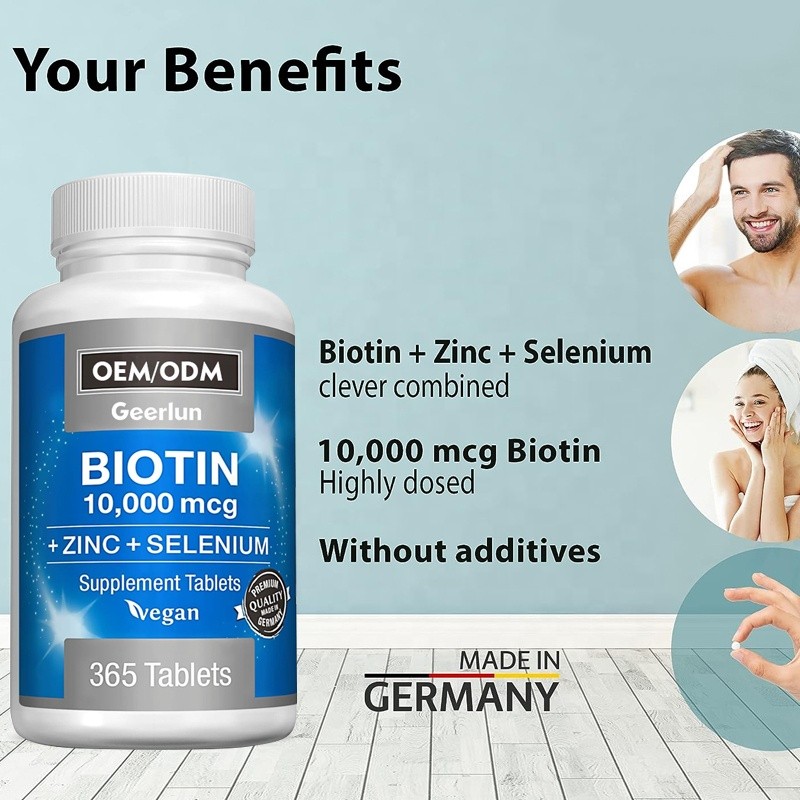 Biotin Vitamin Tablets Supplier - 10000mcg Hair Nails Strength