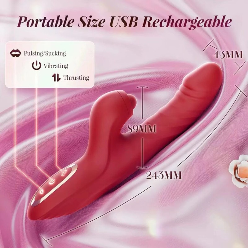 Clit Anal Stimulation Wand Massage with Speeds G Spot Clitorials Nipple Adult Sex Toy Rabbit Telescopic Dildo Vibrator for Women