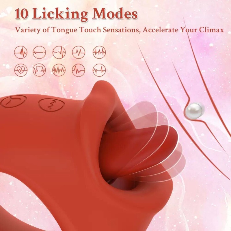 Powerful Adult Clitoral Nipple Vaginal Massage Vibrating Tongue Vibrator Sex Toys for Women Red Licking Tongue Vibrator