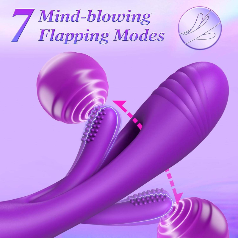 3 in 1 G Spot Vibrator with 7 Flapping & Rabbit Patterns, 7 Vibrating Female Sex Toy, Clitoral Nipple Stimulation Couple Sex Toy