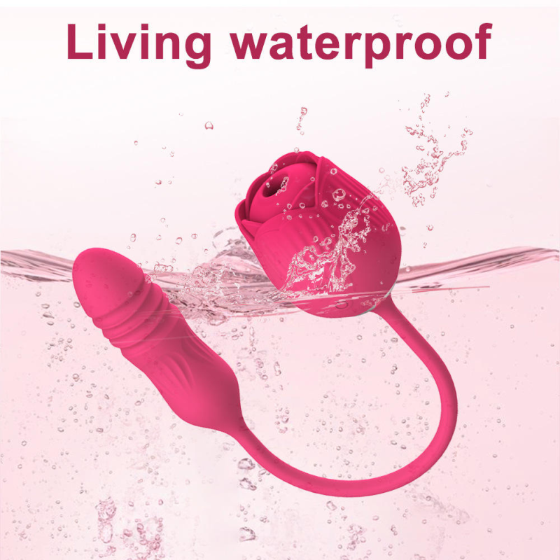 Hot Selling 2-in-1 Rose Sex Toy Silicone Oral Suction Vibrator Rose Clitoral Licking & 10-Speed Thrusting for Women and Couples
