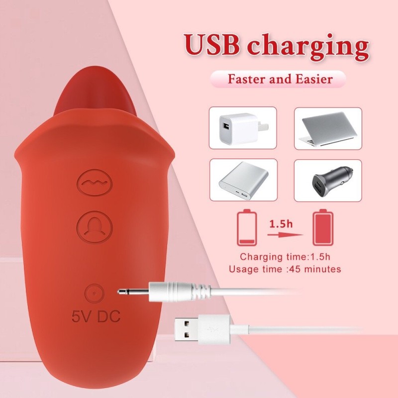 Red Grapefruit Honey Tongue Vibrator Multi-Speed Adult Sex Toy for Tongue Licking Masturbation